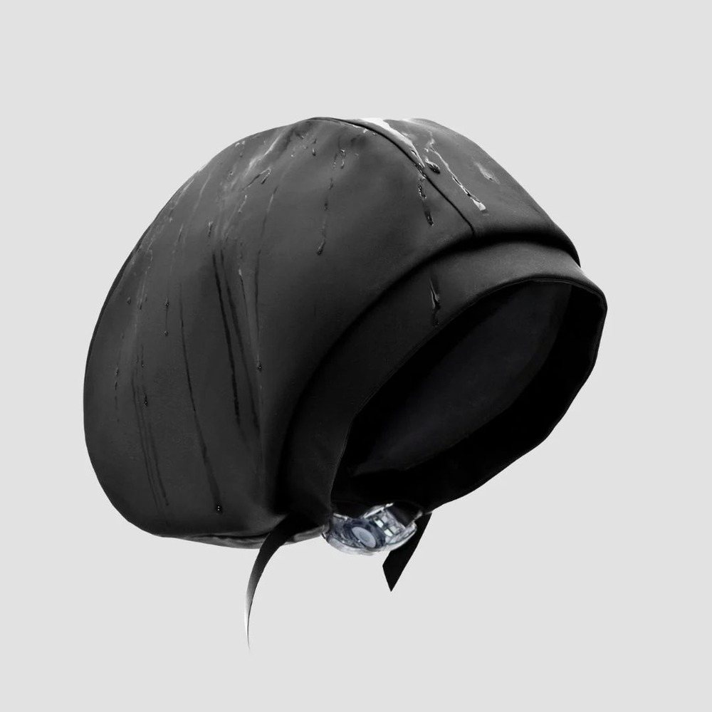 Hairbrella Swim Cap Black Waterproof Satin Lined Adjustable Hair Protection